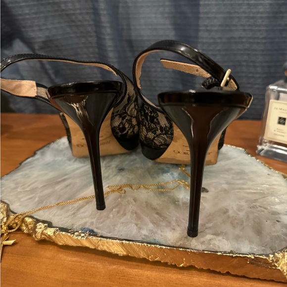 Jimmy Choo Patent Leather Peep Toe Heels - Picture 5 of 10